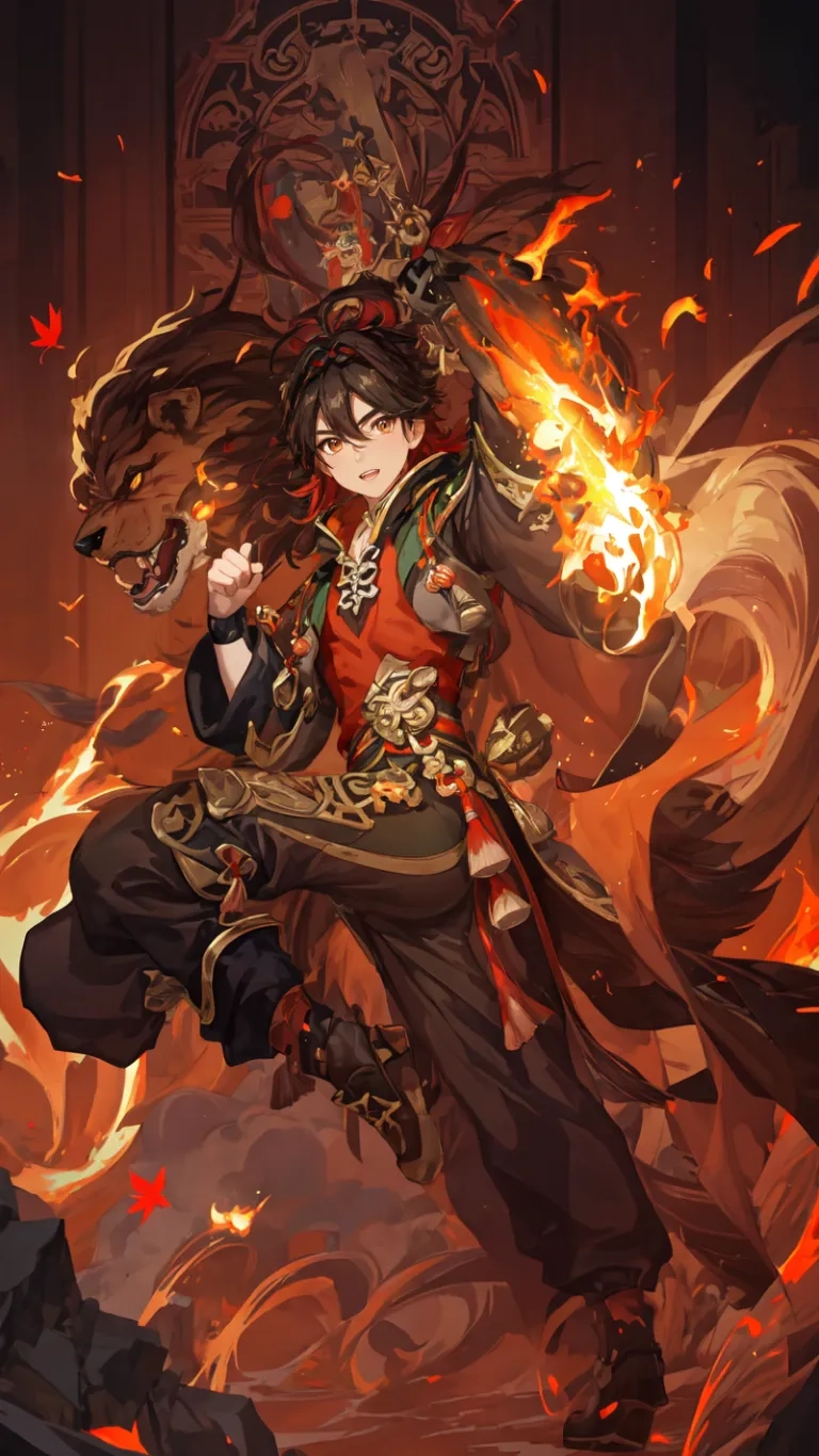 a man in top hat next to a large fire that looks like an emperor by kaorikawa on deviki, via art spacepunk