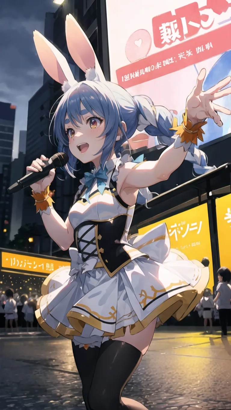 i wonder, this is a woman dressed as alice from vocal game hatstarp - like clothes and bows with a wand in hand