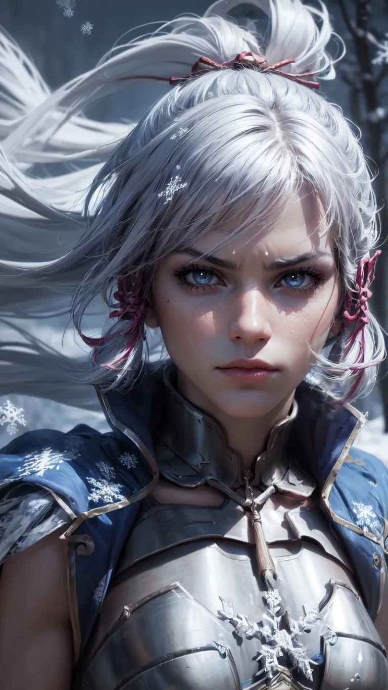 there is a girl dressed like an elf in front of the trees, with light colored hair and blue eyes at her feet, in 3d animation
