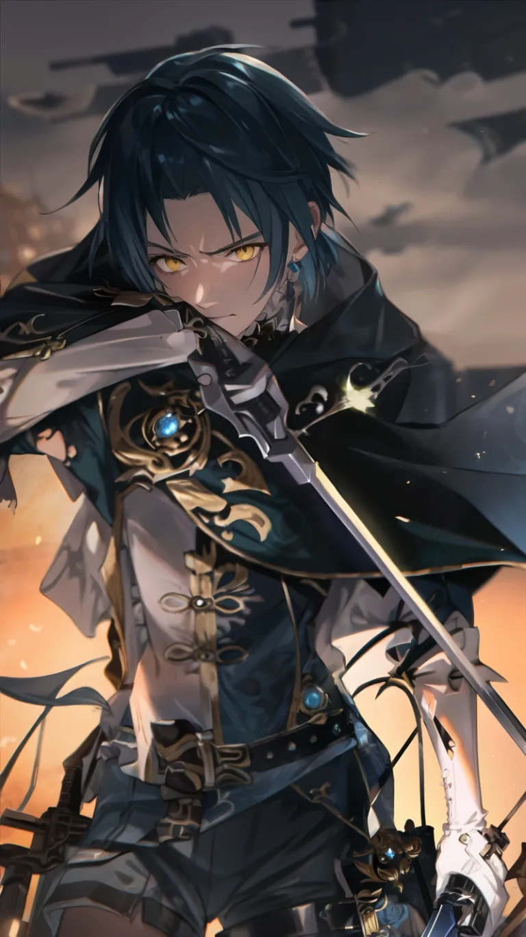 the anime has a young man in a heavy outfit carrying a sword and wearing the clothes he's really designed to look like someone

