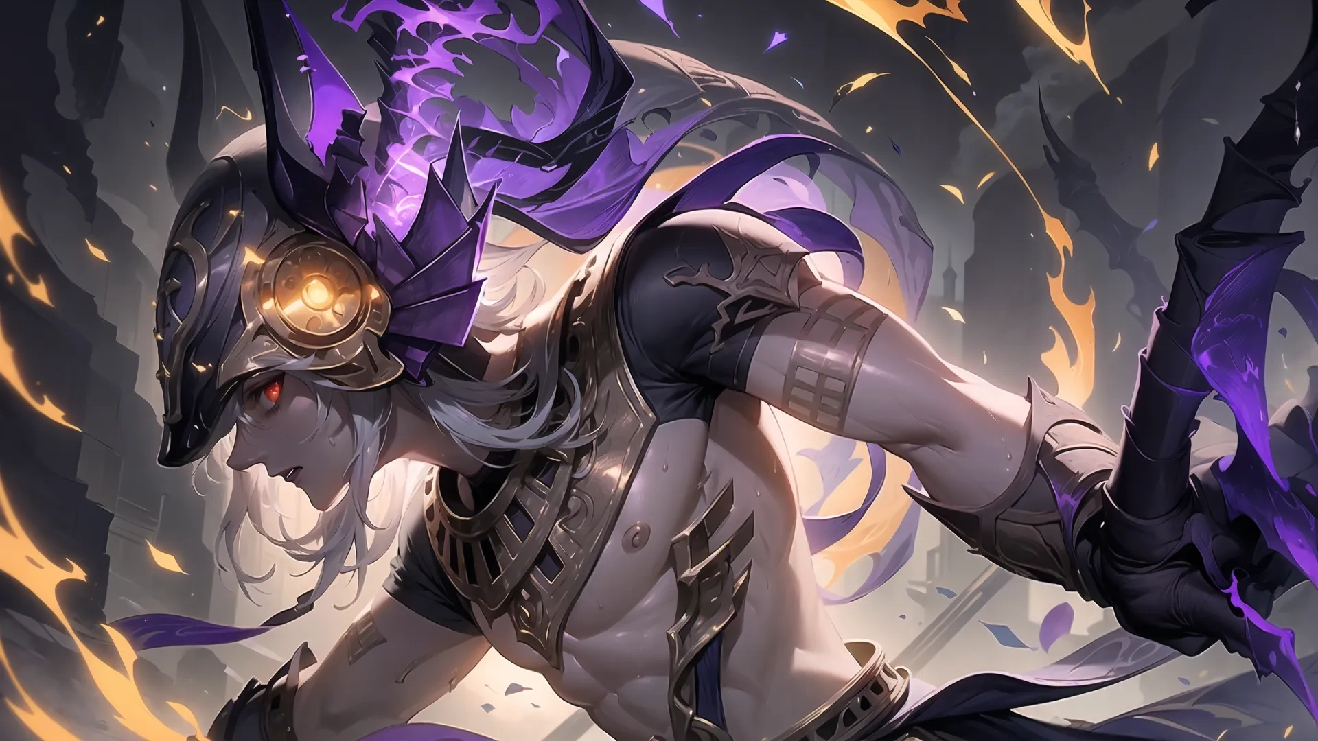 a girl with purple clothes playing a role in the game overwatchs on a computer screen or tablet, with a strange appearance tole and flare effect
