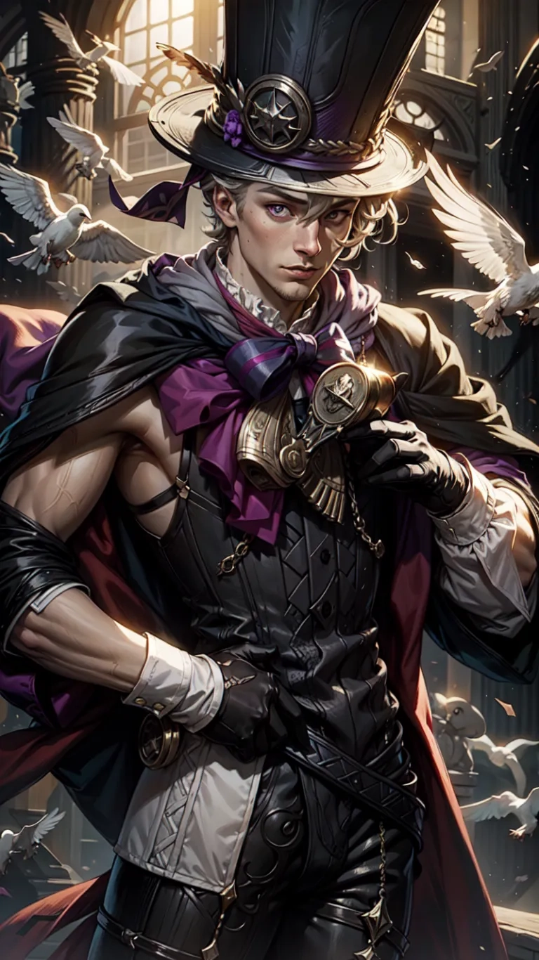 there is an image of a male character with many birds behind him at this point in the dark background and another in the dark background