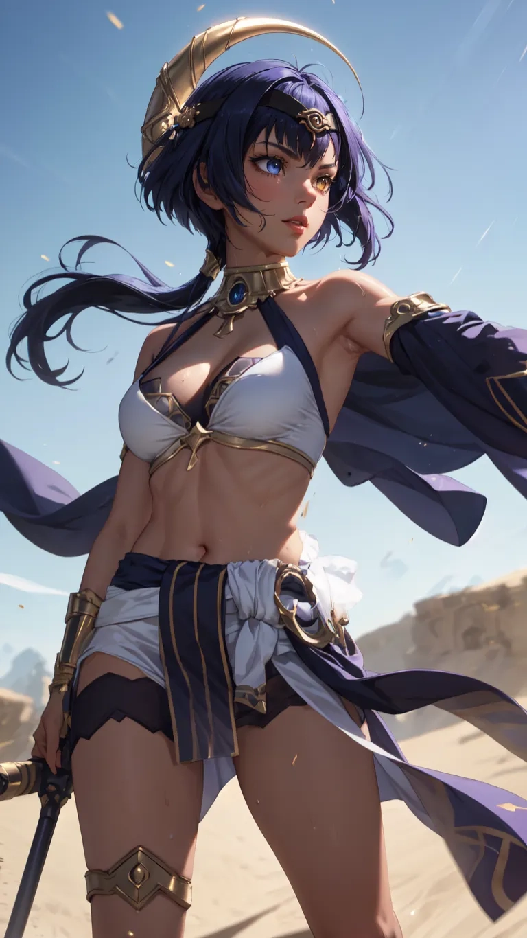 character dressed in warrior garb and with sword for a game background for a mobile game, as if it's a mobile shooter,
