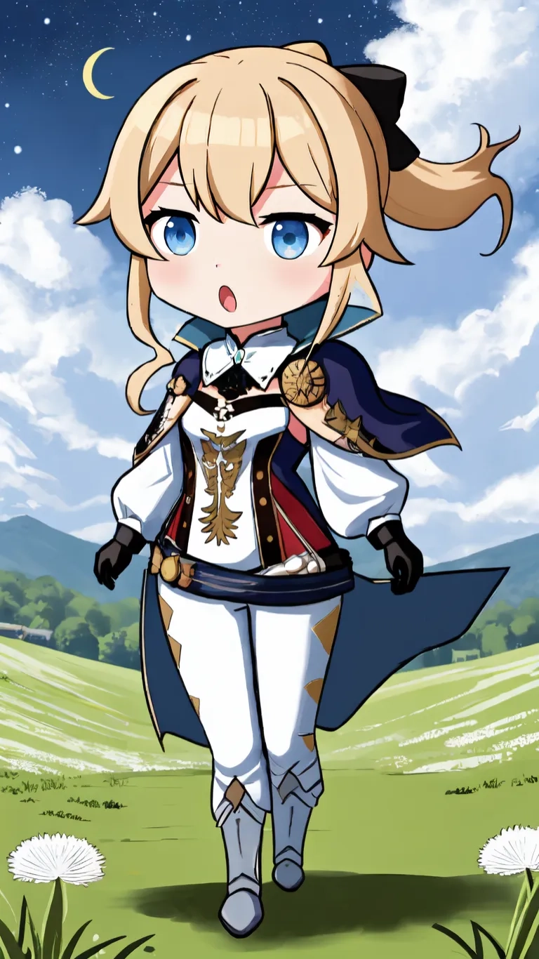 an anime character that is walking away from the camera