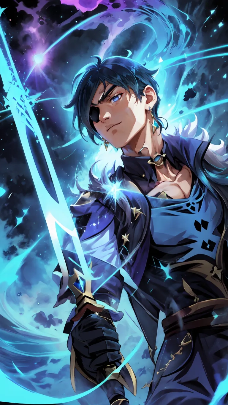 an illustration of a person with a sword

