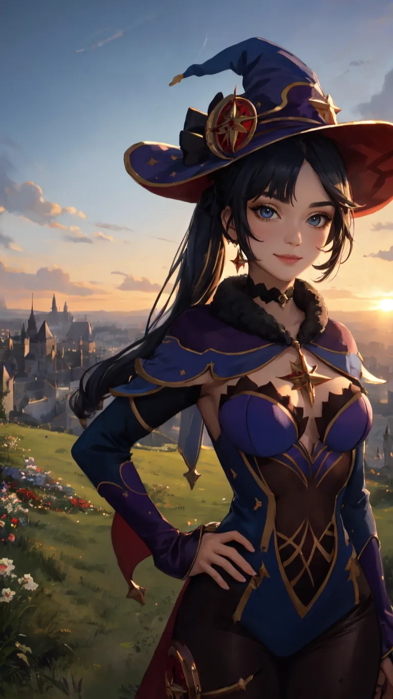 this looks like this is a beautiful witch with long black hair in her dress