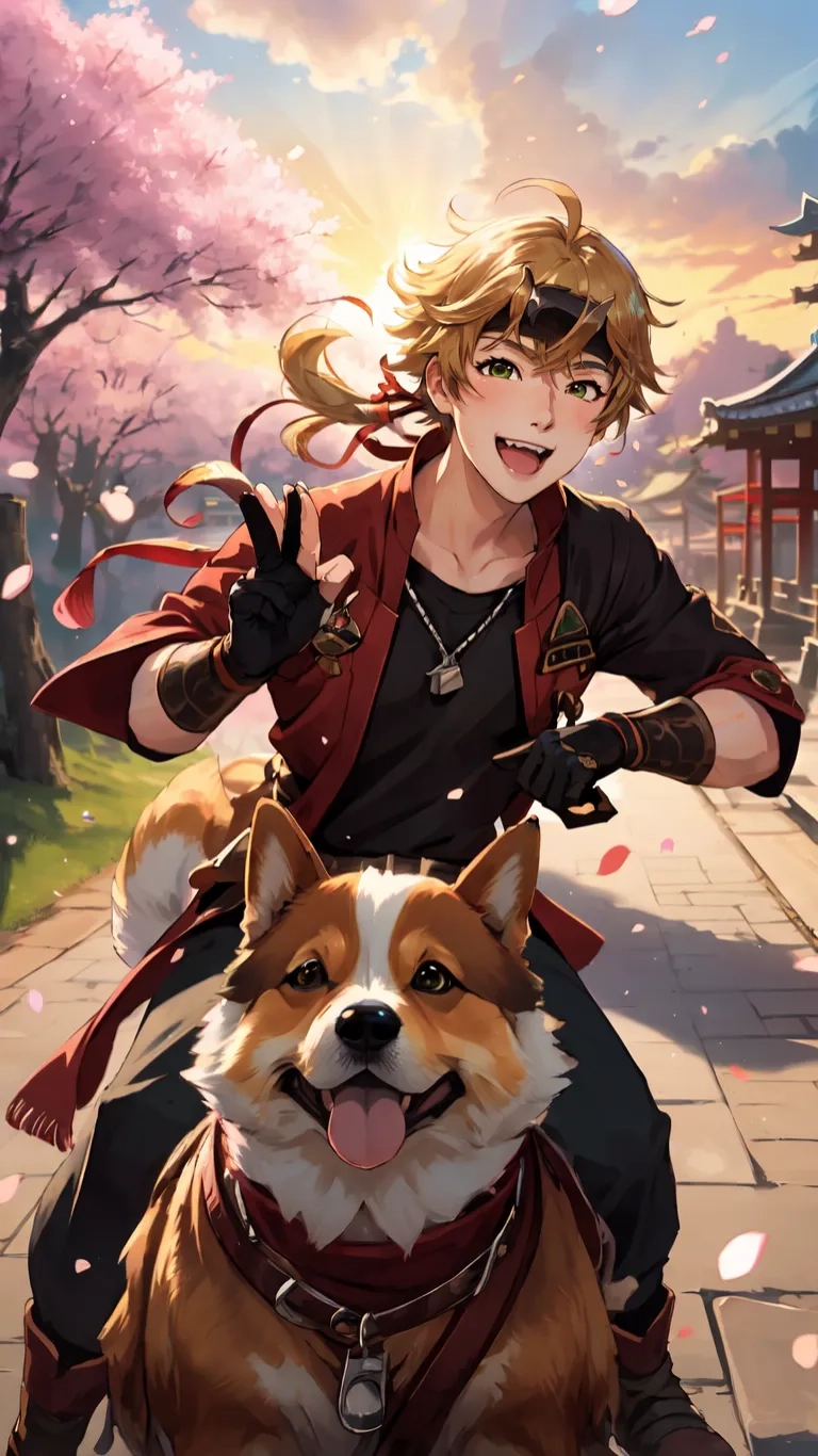 a man with glasses riding a dog down a sidewalk