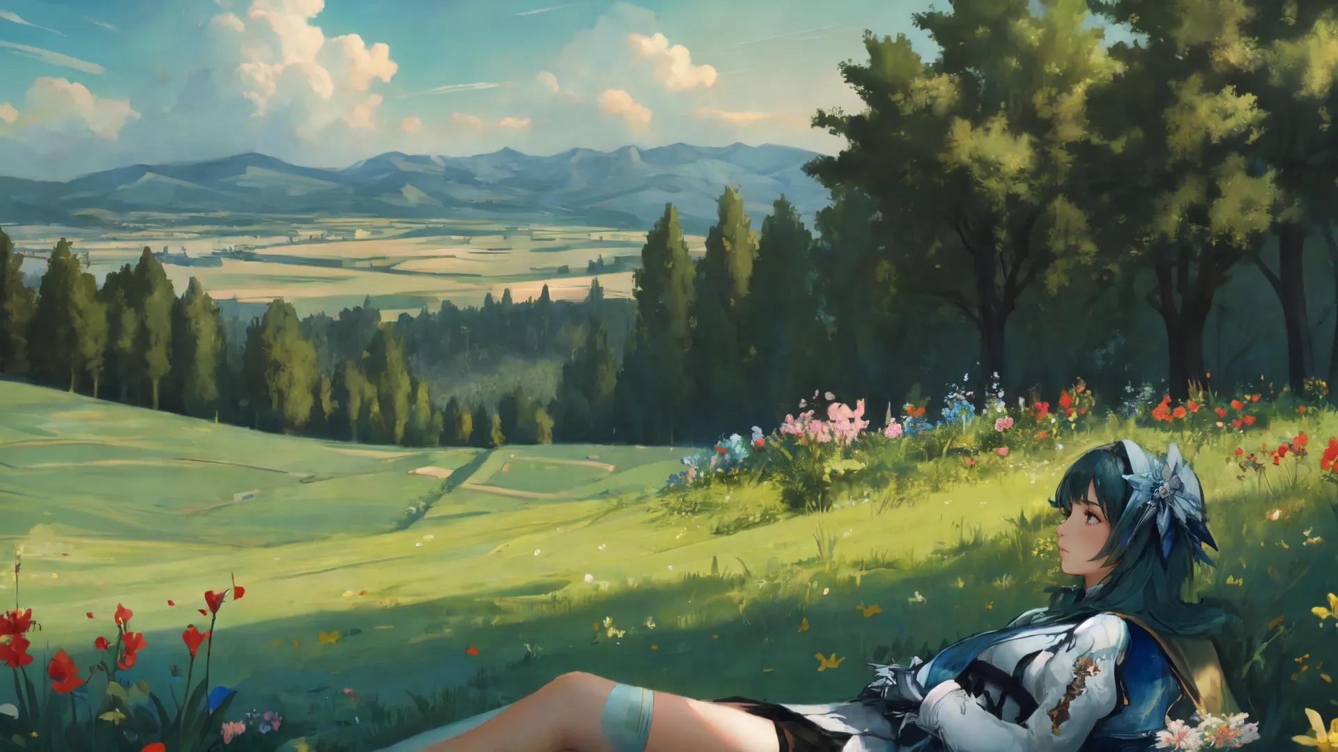 a woman is sitting in the grass with an open book