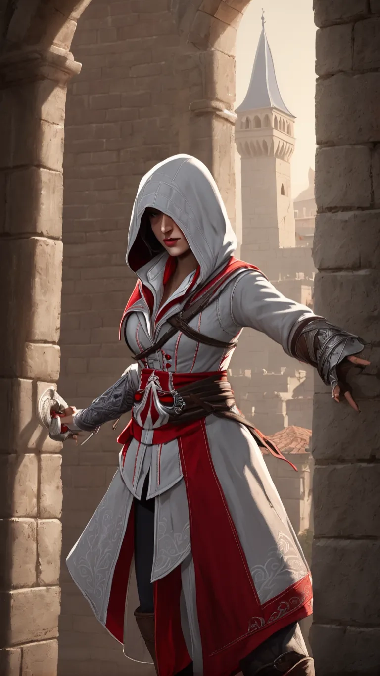 a digital painting of a girl dressed in a full outfit
